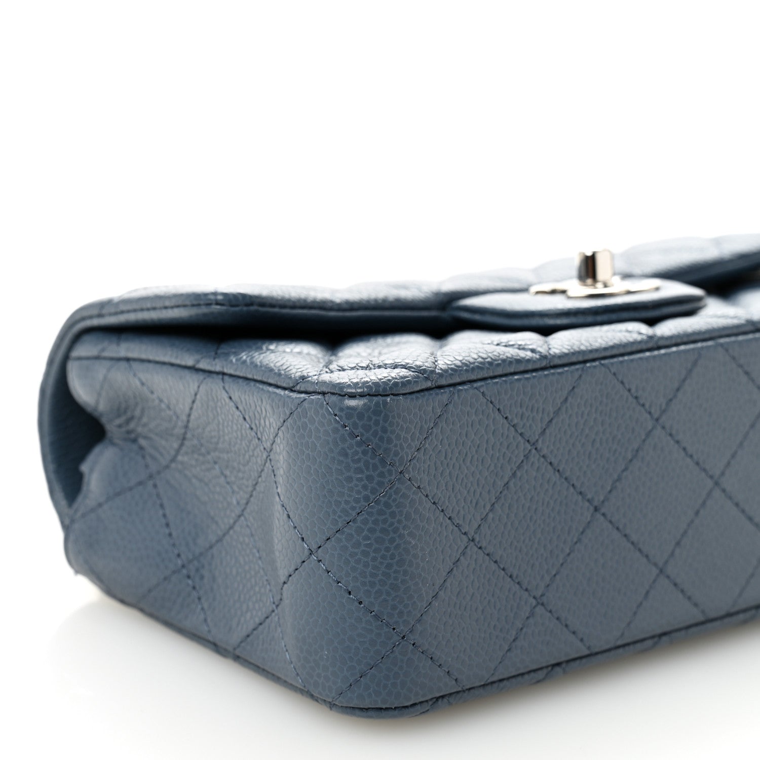 Caviar Quilted Mini Rectangular Flap Blue