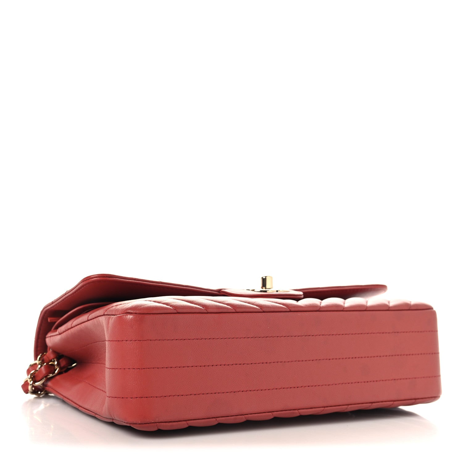 Lambskin Chevron Quilted Medium Double Flap Rosewood
