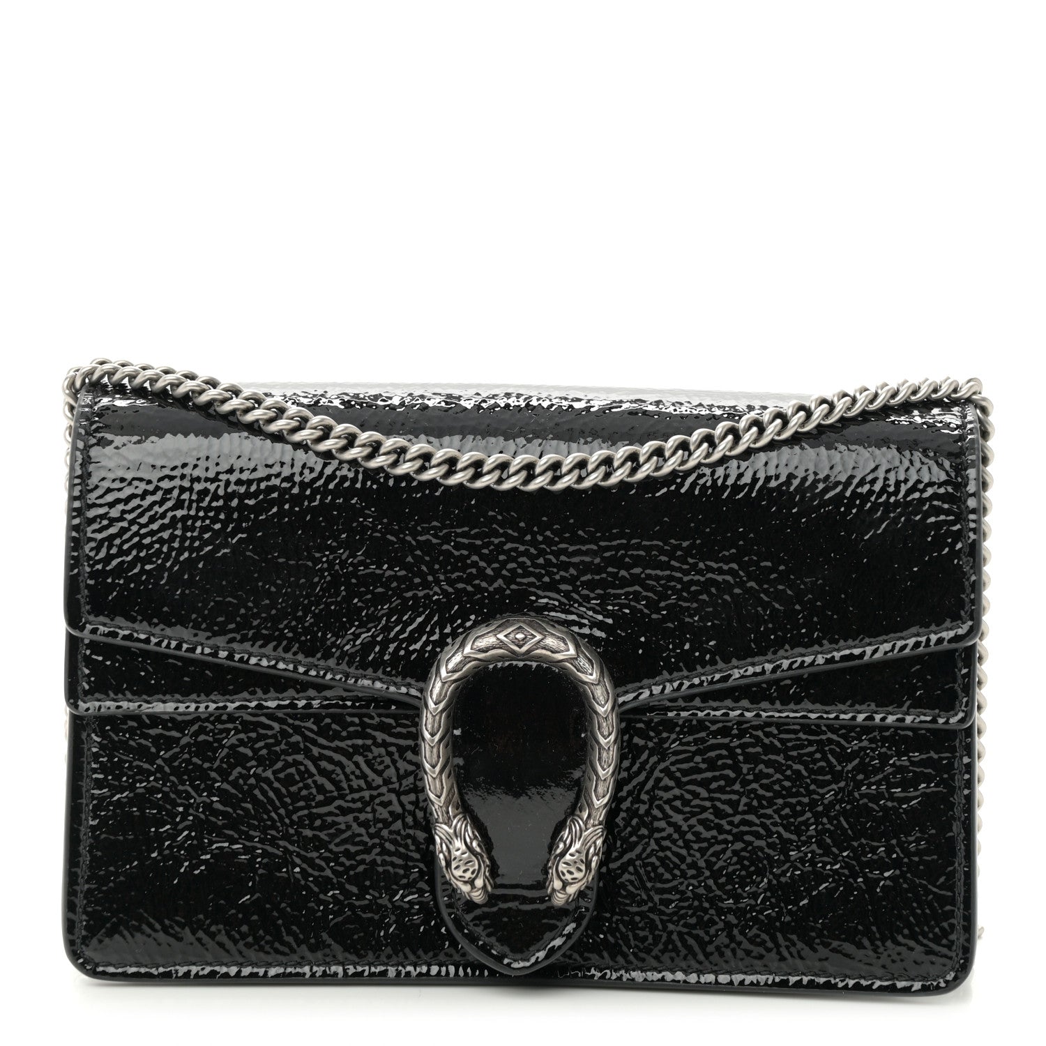 Crinkled Patent Mini Dionysus Shoulder Bag Black