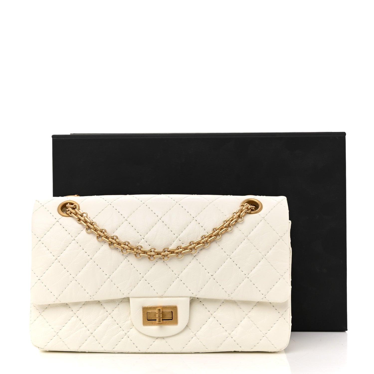 Aged Calfskin Quilted 2.55 Reissue 225 Flap White
