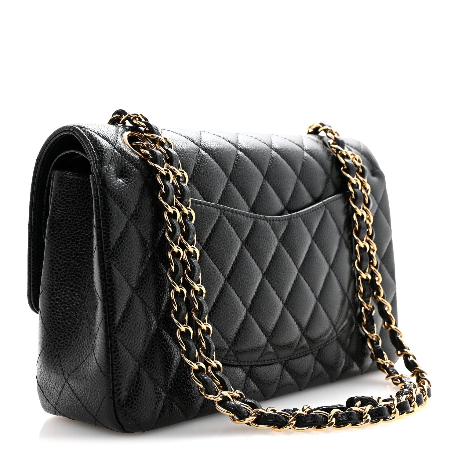 Caviar Quilted Medium Double Flap Black