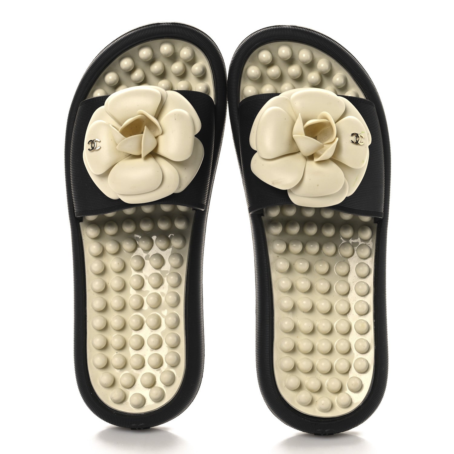 Thermoplastic PVC Camellia Mule Sandals 36 Black Ivory