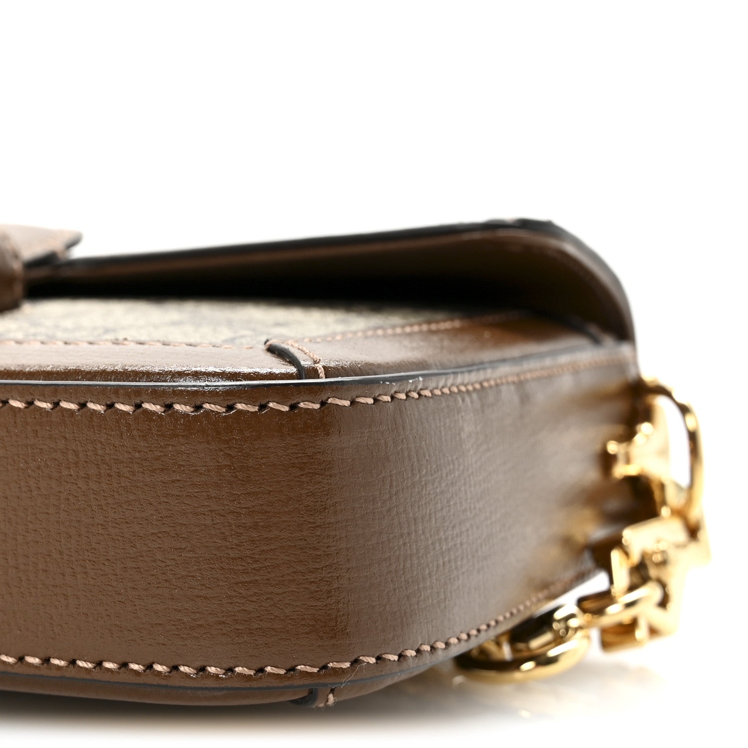 GG Supreme Monogram Azalea Calfskin Horsebit 1955 Mini Bag Beige Ebony Brown Sugar
