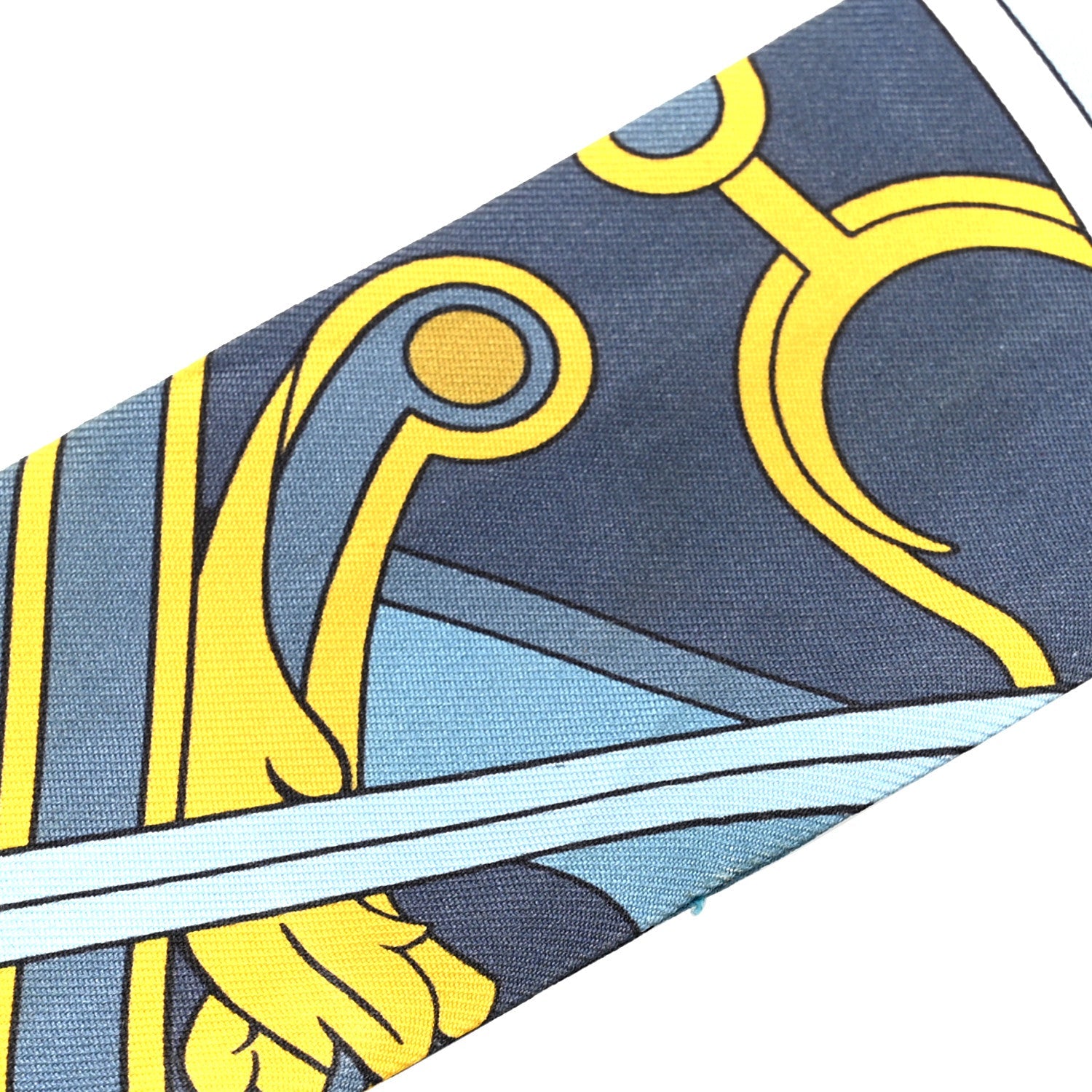 Silk Washington's Carriage Detail Twilly Gris Bleu Jean Jaune