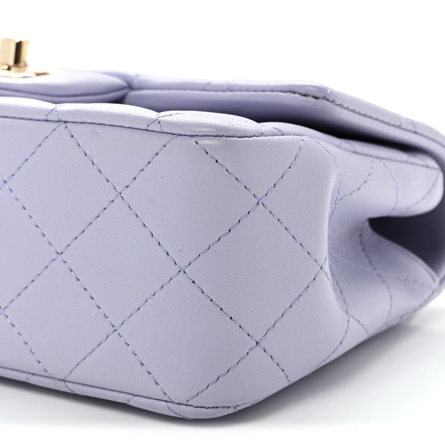 Lambskin Quilted Mini Top Handle Rectangular Flap Light Purple