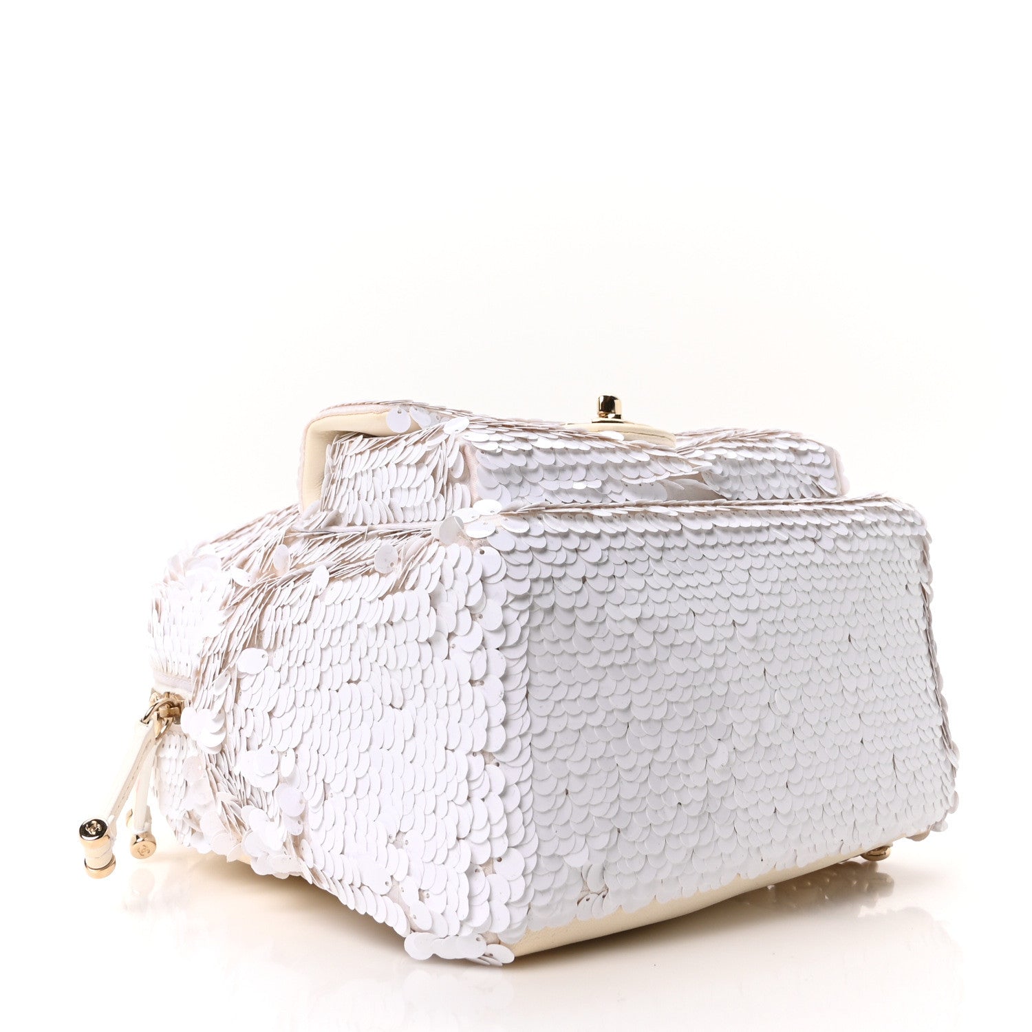 Sequin Lambskin CC Backpack White