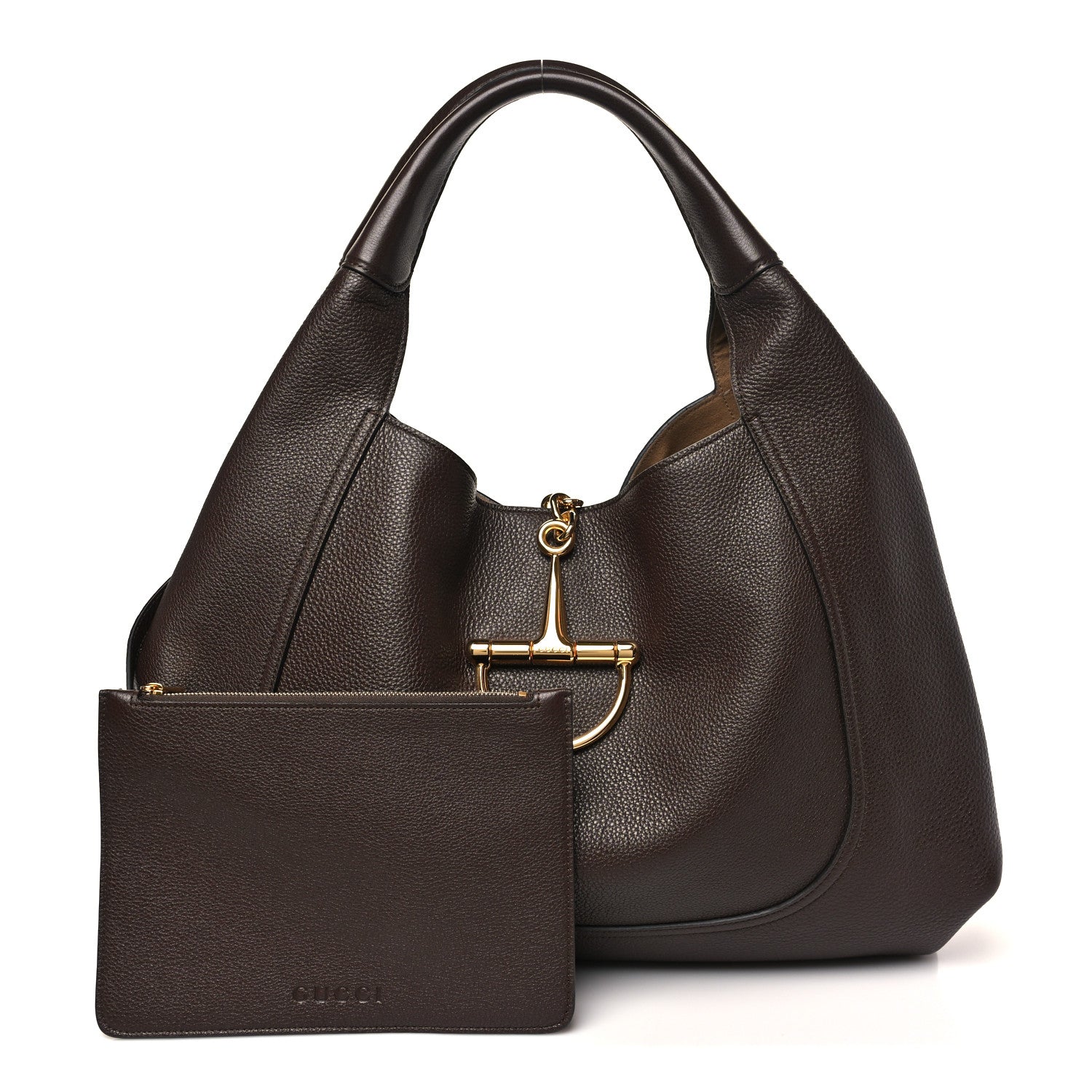 Grained Calfskin Softbit Maxi Shoulder Bag Dark Brown