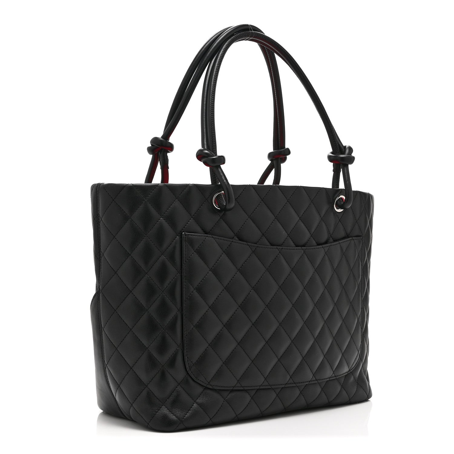 Calfskin Quilted Large Cambon Tote Black
