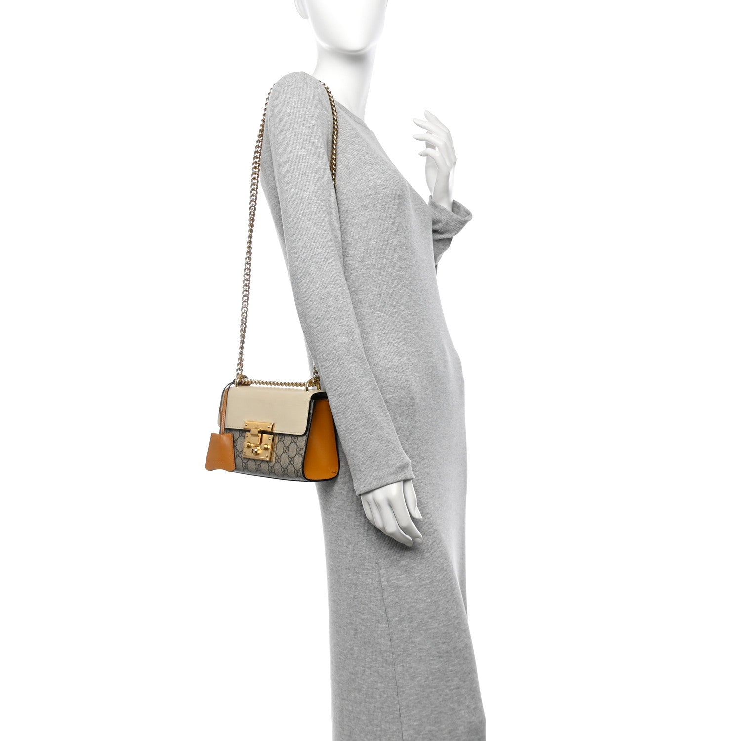 GG Supreme Monogram Calfskin Small Padlock Shoulder Bag Beige Mystic White Sun Oil