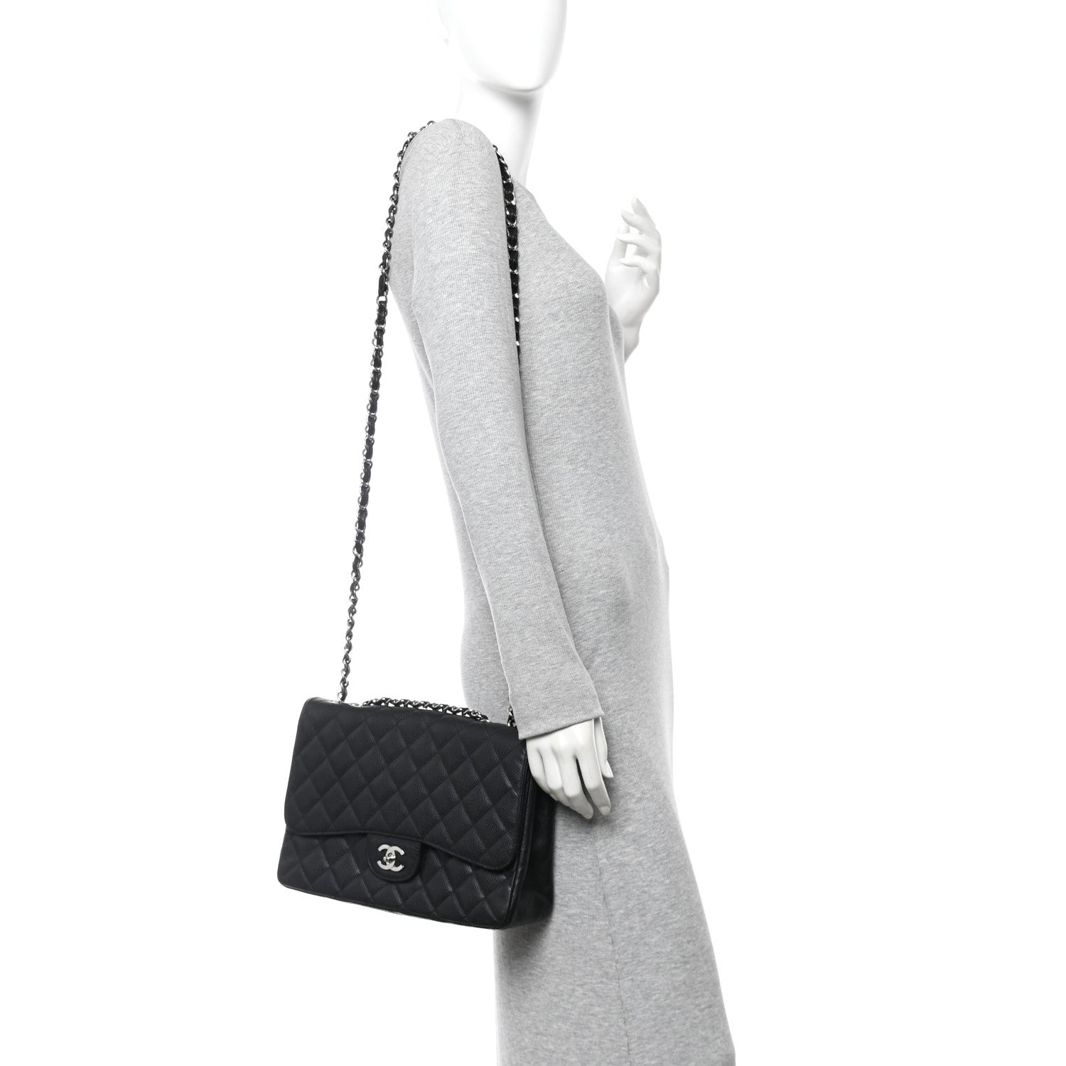 Caviar Quilted Jumbo Single Flap Black