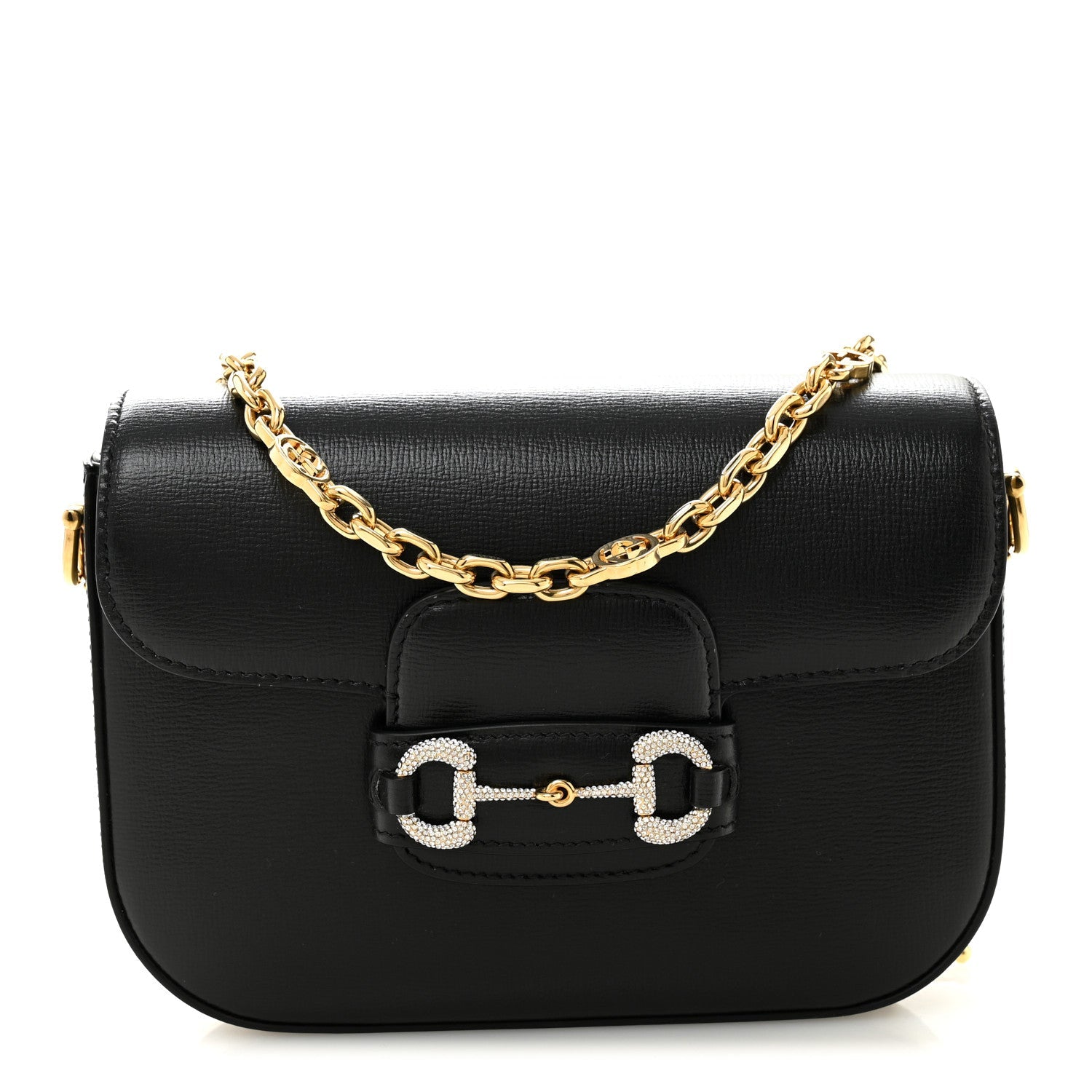 Azalea Calfskin Mini Crystal Horsebit 1955 Shoulder Bag Black