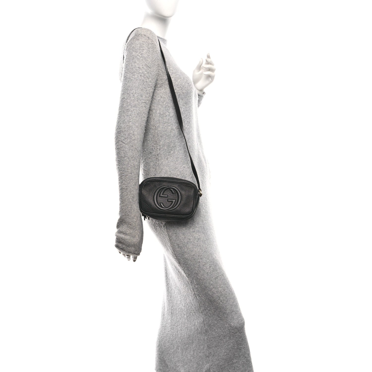 Pebbled Calfskin Mini Soho Disco Bag Black