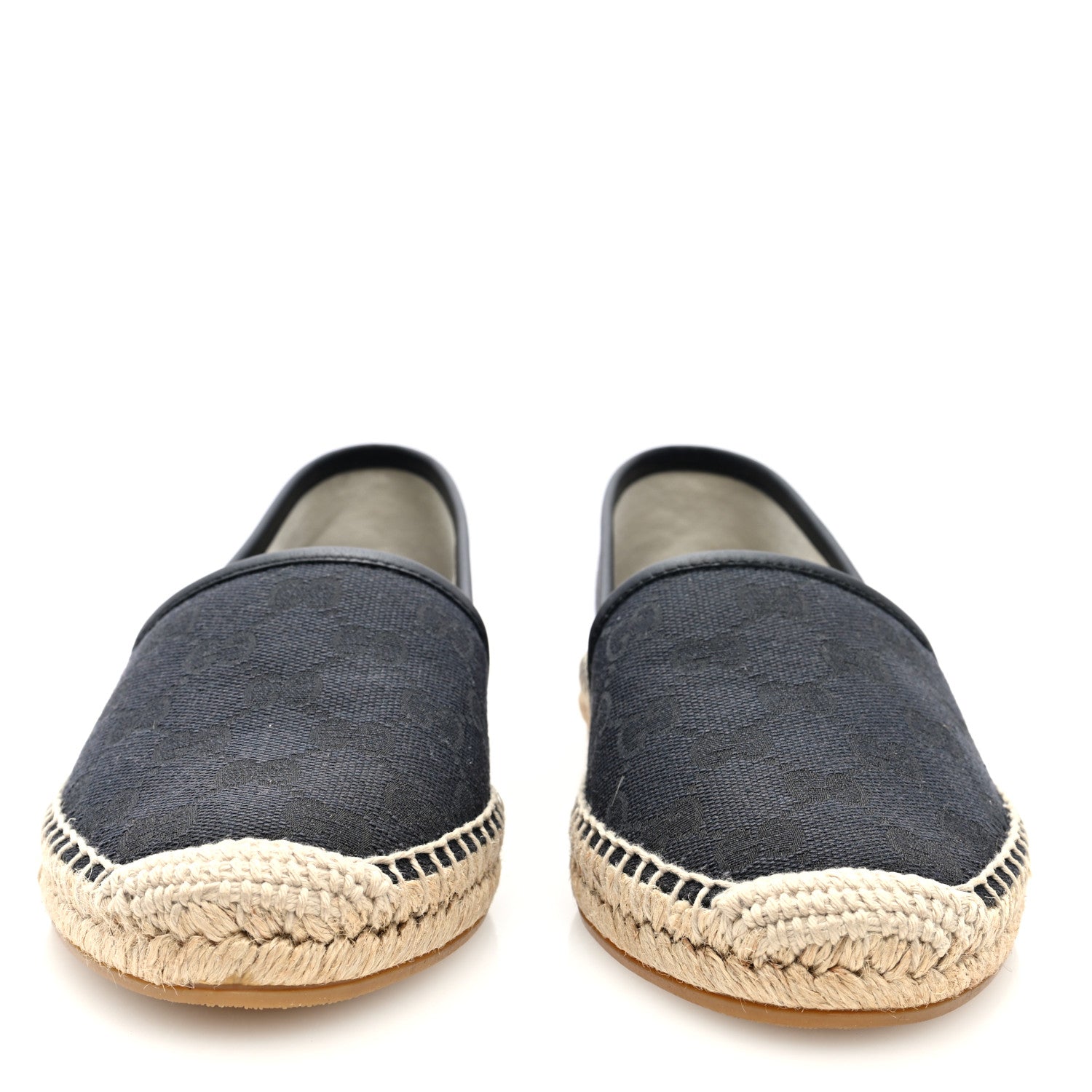 Washed Cotton Miro Soft Calfskin GG Monogram Espadrilles 37.5 Black