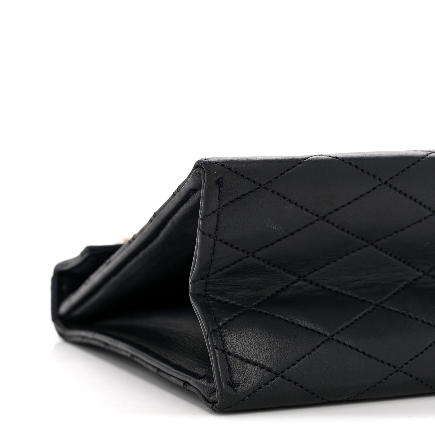 Lambskin Diamond Stitch Envelope Single Flap Black