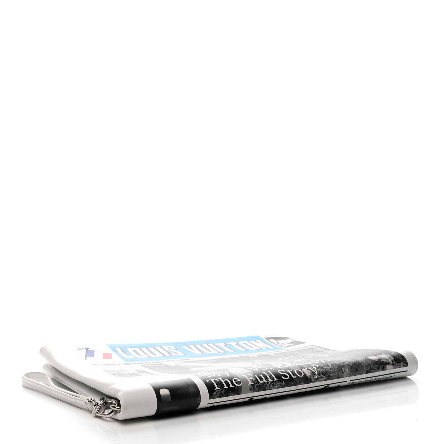 Calfskin Newspaper Print Pouch