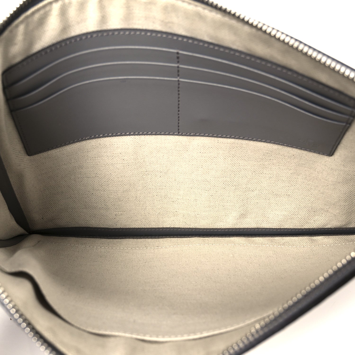 Calfskin GG Tennis Embossed Wristlet Pouch Grey