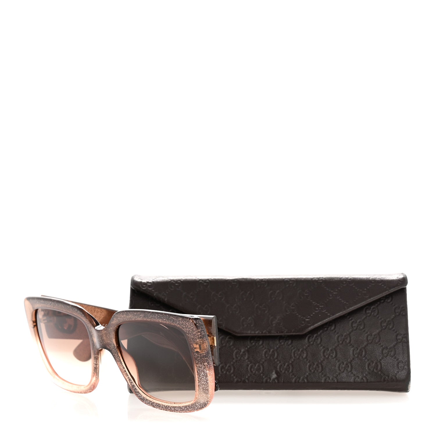 Glitter Acetate Square Frame Sunglasses GG3814S Brown