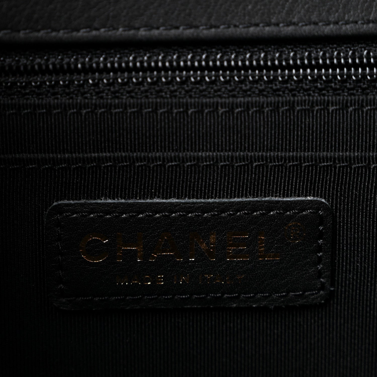 Calfskin Chevron Quilted Large Statement Flap Black