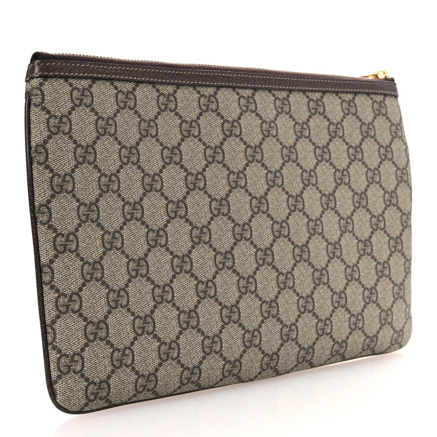 GG Supreme Monogram Large Ophidia Pouch Clutch Brown