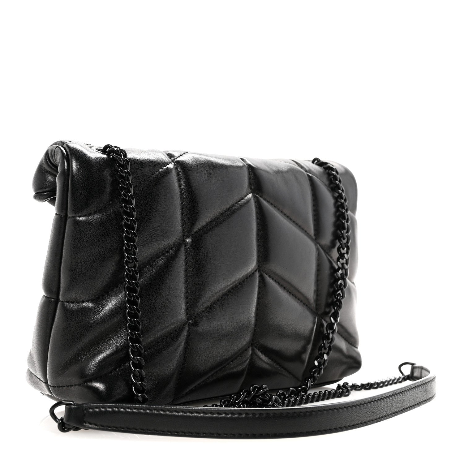 Lambskin Quilted Toy Loulou Puffer Monogram Monochrome Chain Satchel Black