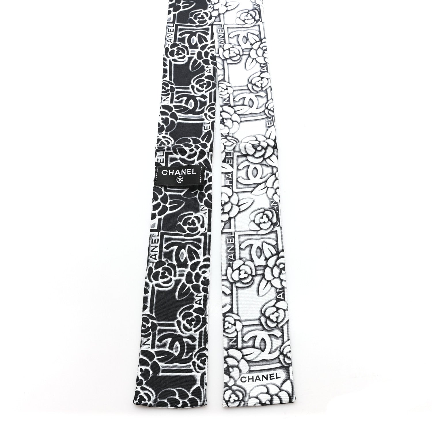 Silk CC Camellia Slim Bandeau White Navy