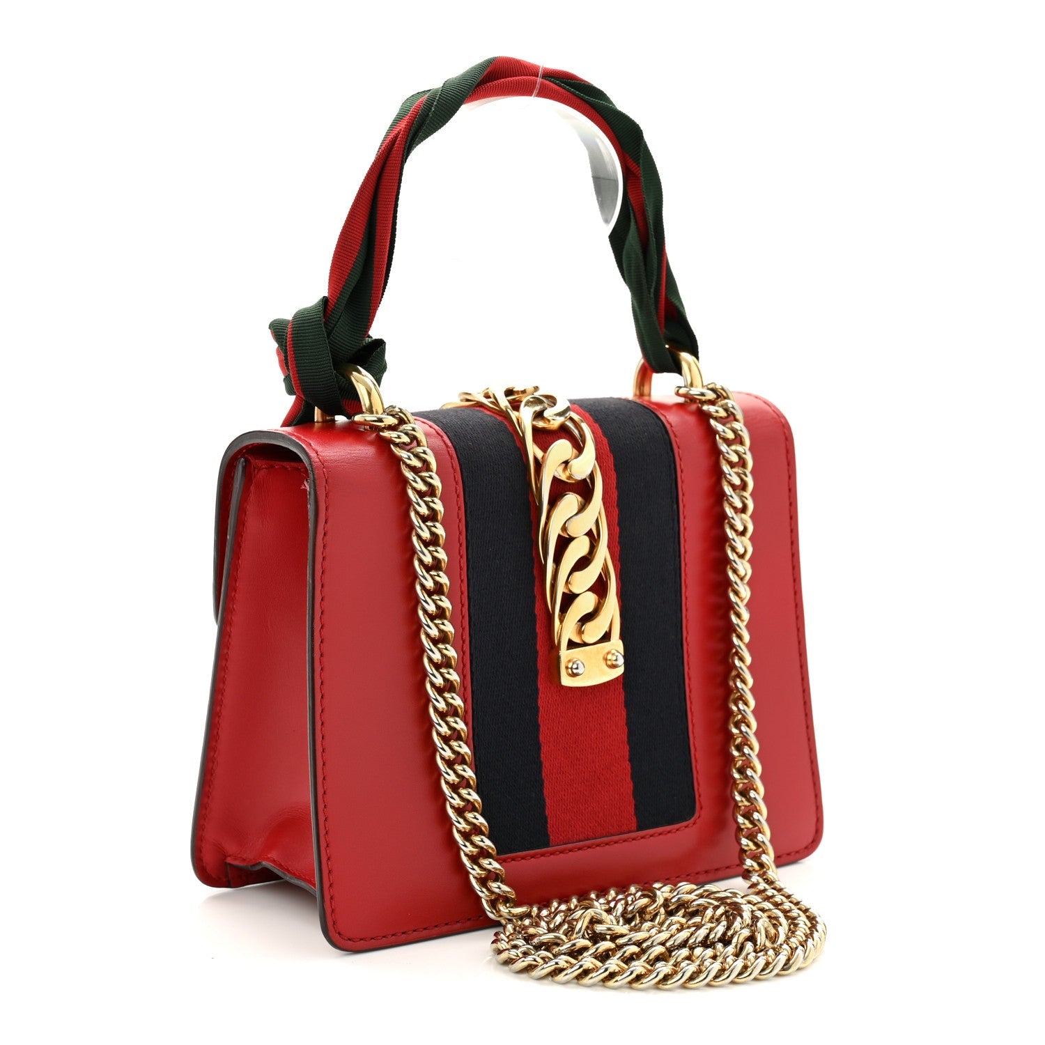 Calfskin Mini Sylvie Chain Shoulder Bag Hibiscus Red