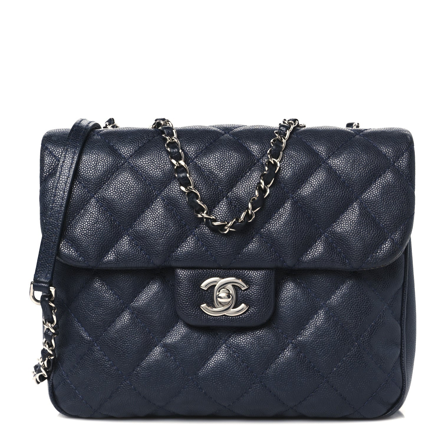 Caviar Quilted Medium Urban Companion Flap Navy