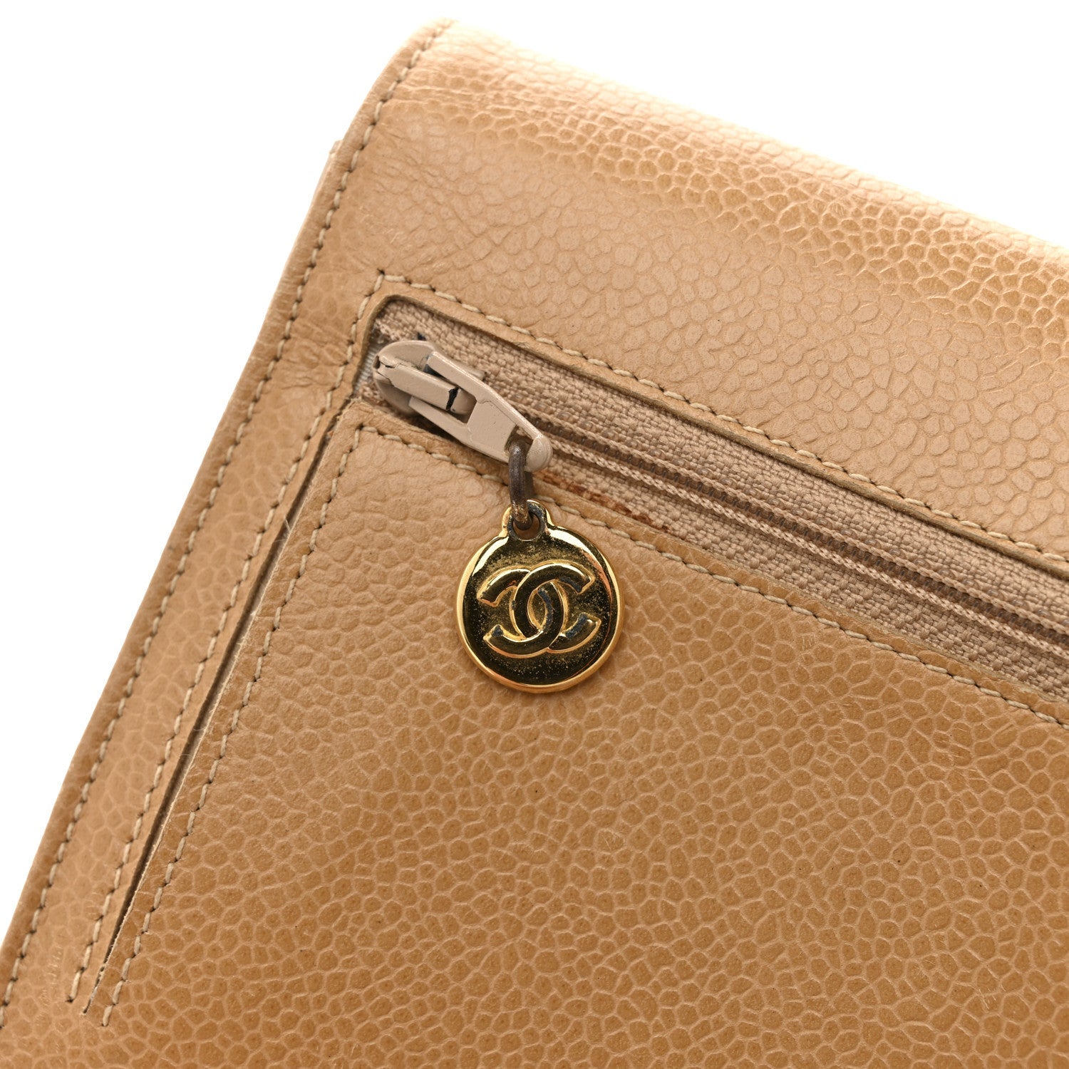 Caviar Timeless CC Wallet on Chain WOC Beige