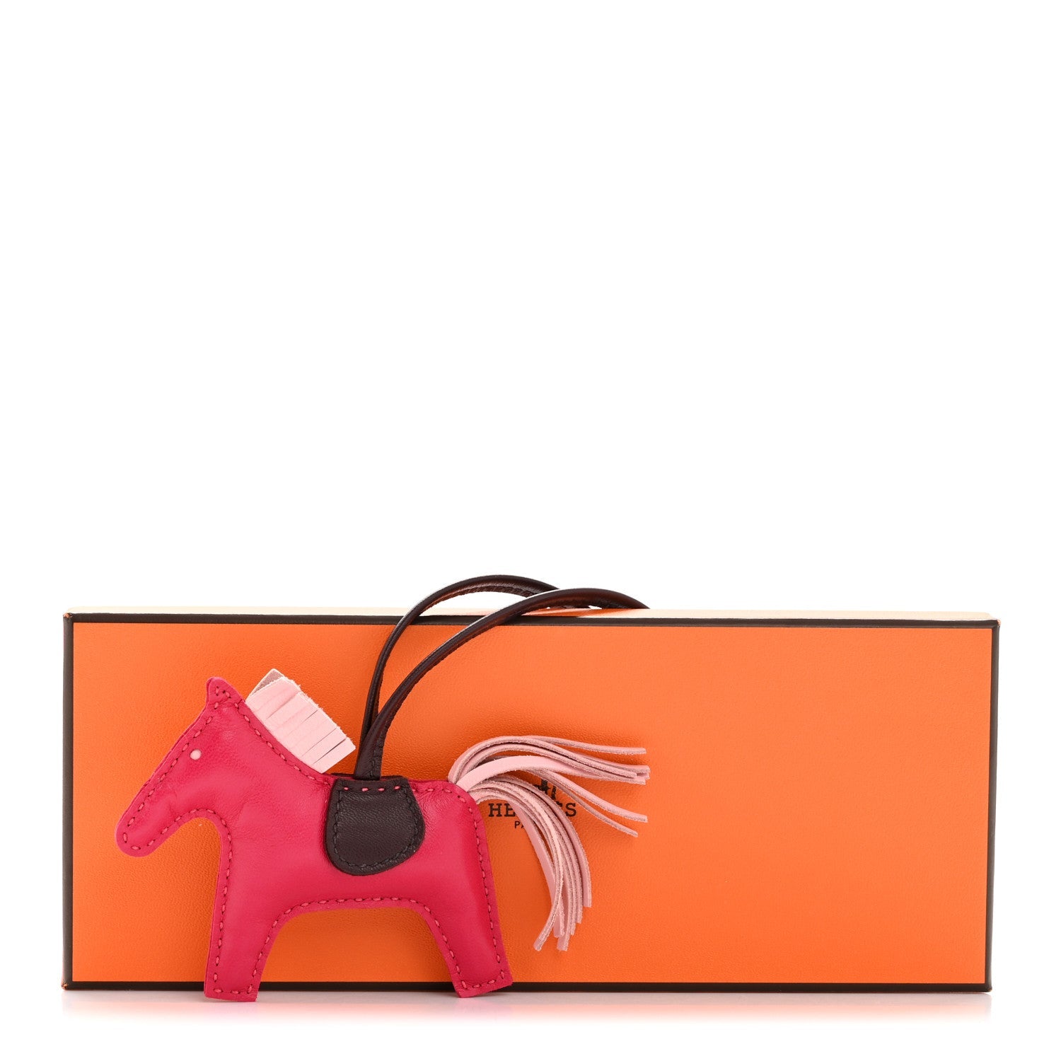 Milo Lambskin Grigri Rodeo Horse Bag Charm PM Rose Sakura Framboise Rouge Sellier
