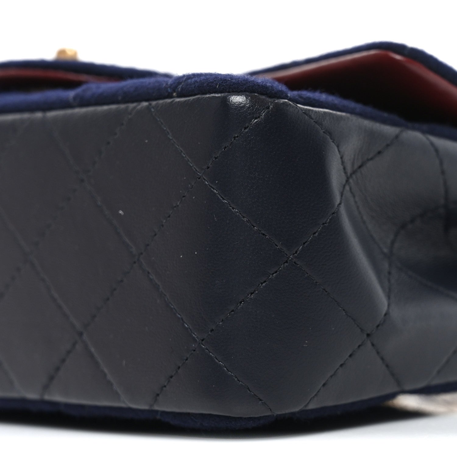 Felt Quilted Paris-Hamburg Charms Mini Rectangular Flap Black Dark Navy