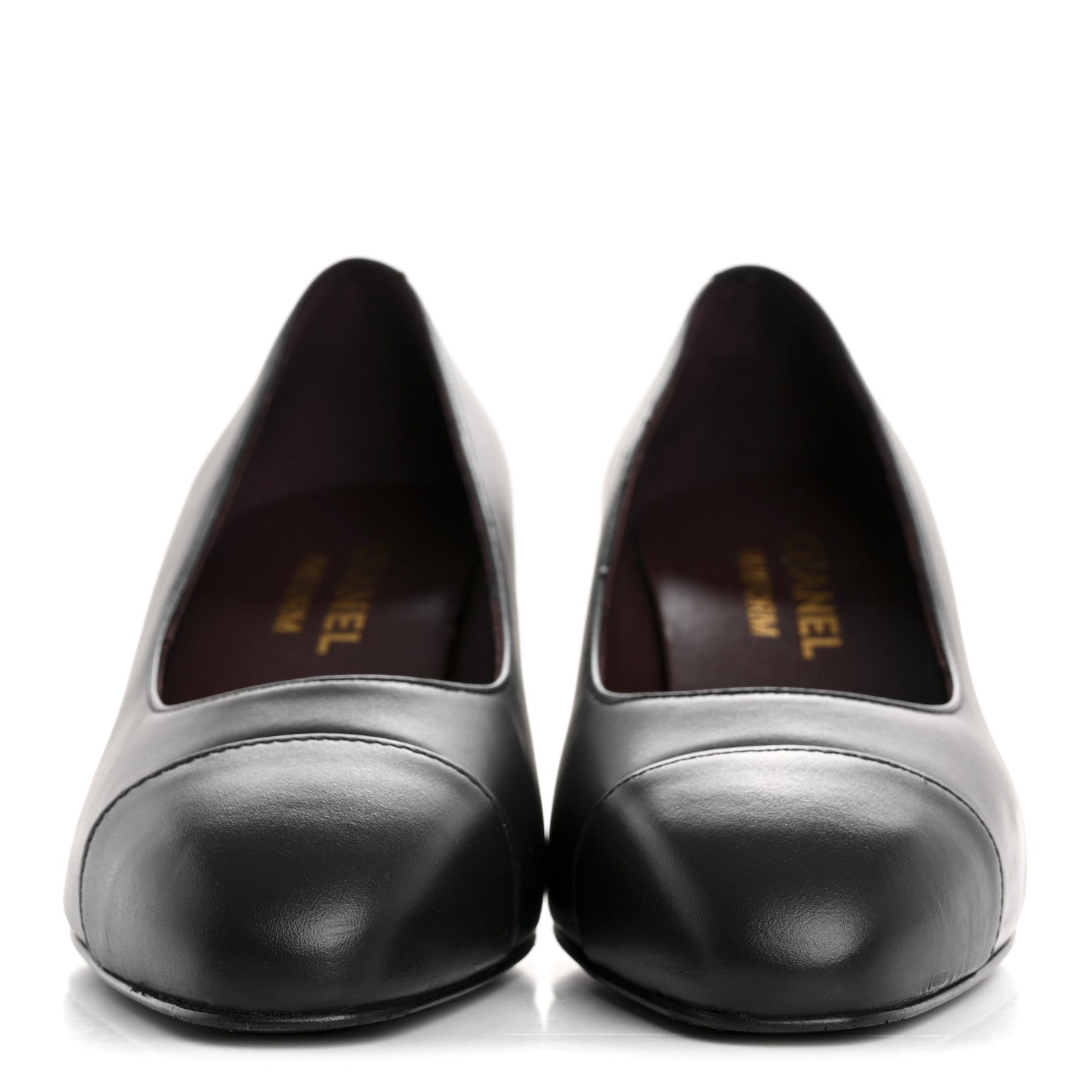 Lambskin Cap Toe CC Uniform Pumps 36.5 Black