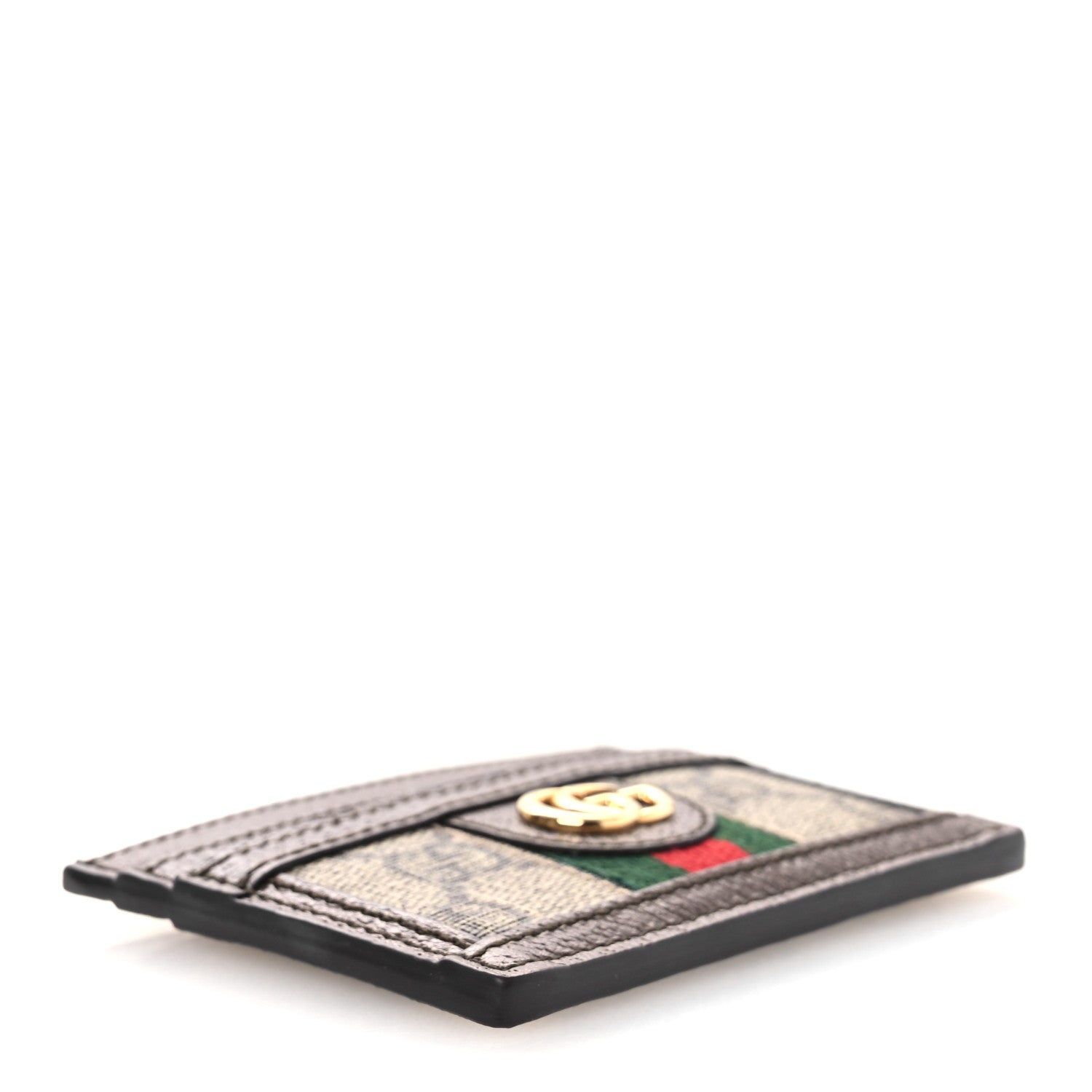 GG Supreme Monogram Textured Dollar Calfskin Ophidia Card Holder Beige Ebony New Acero