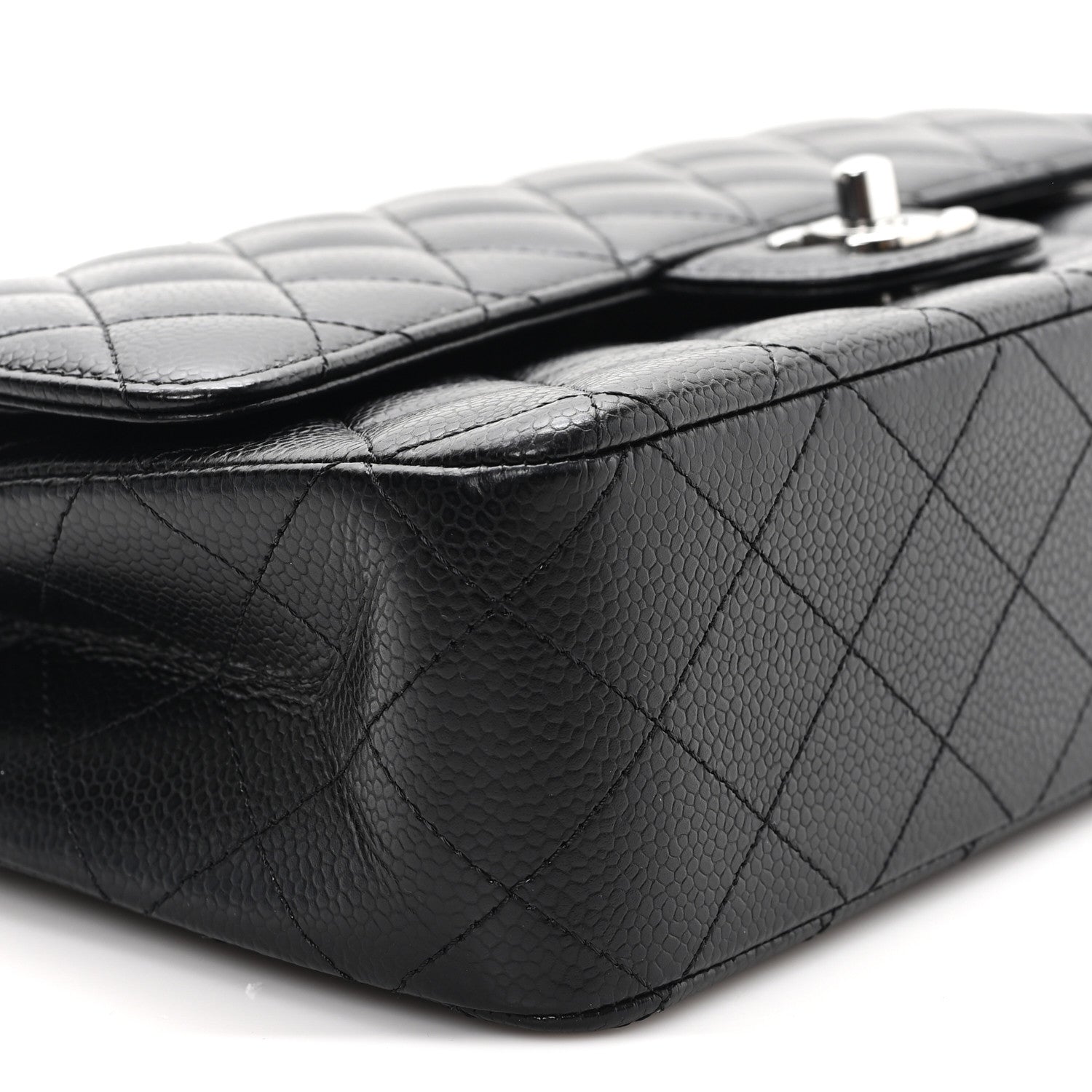 Caviar Quilted Medium Double Flap Black