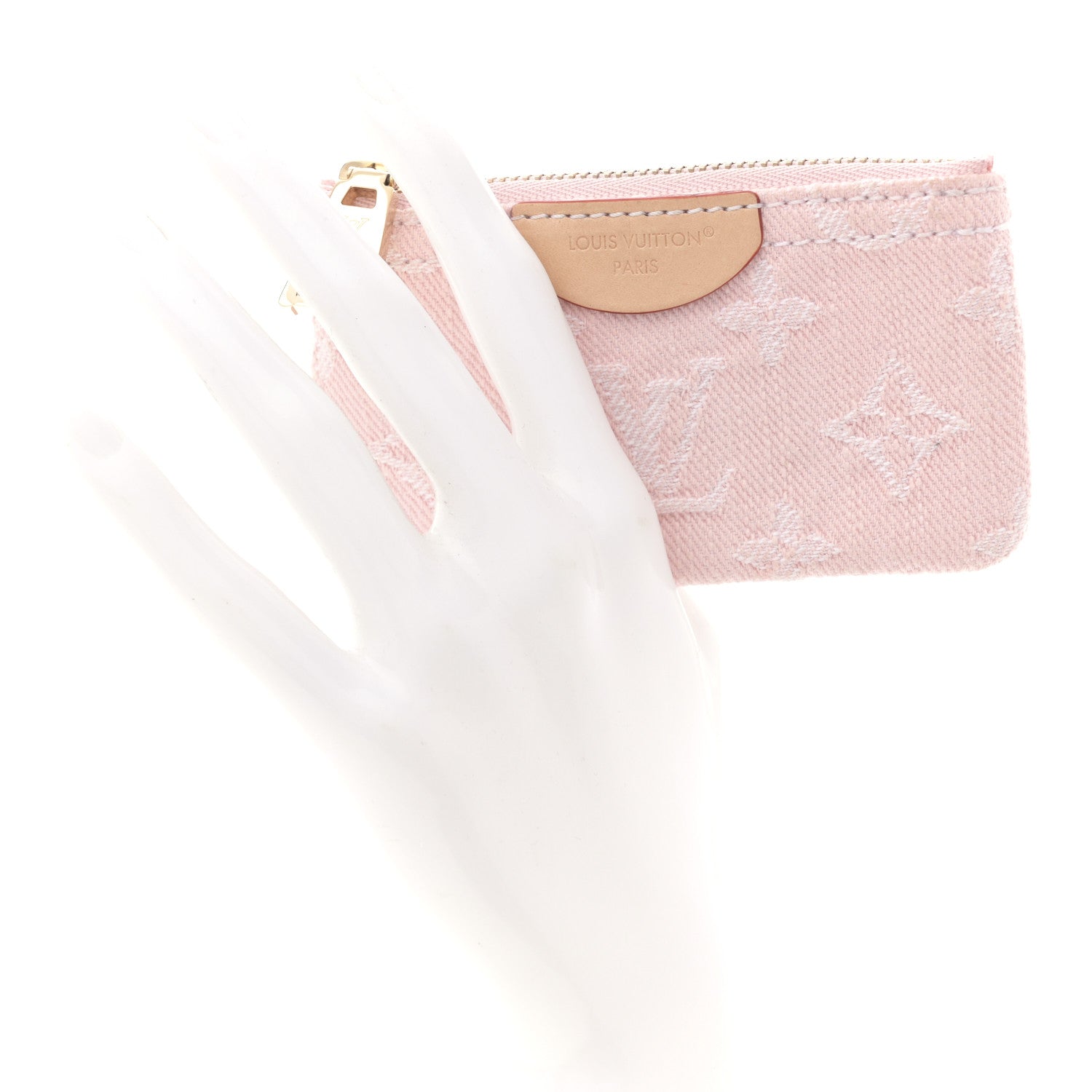 Monogram Denim Key Pouch Washed Pink