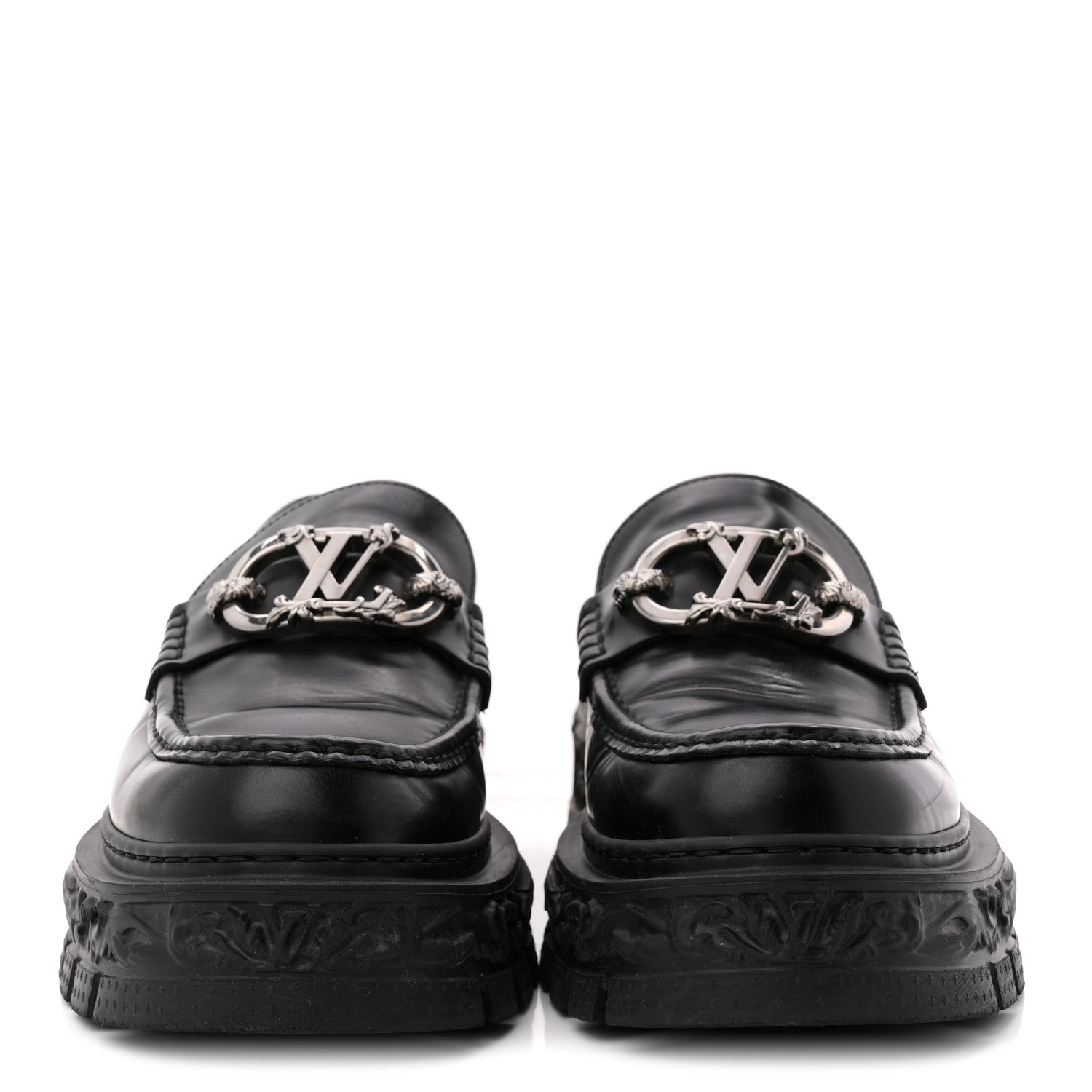 Calfskin Baroque Mens LV Loafers 8 Black