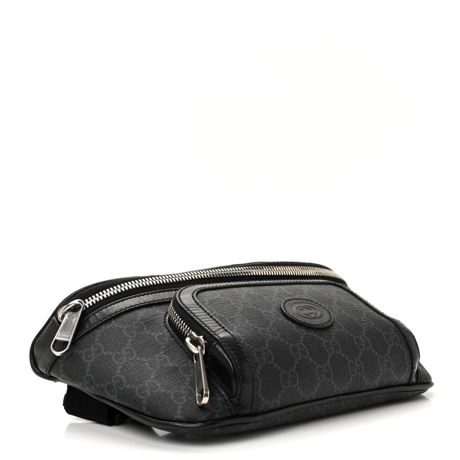 GG Supreme Monogram Textured Calfskin Retro Interlocking G Belt Bag Black