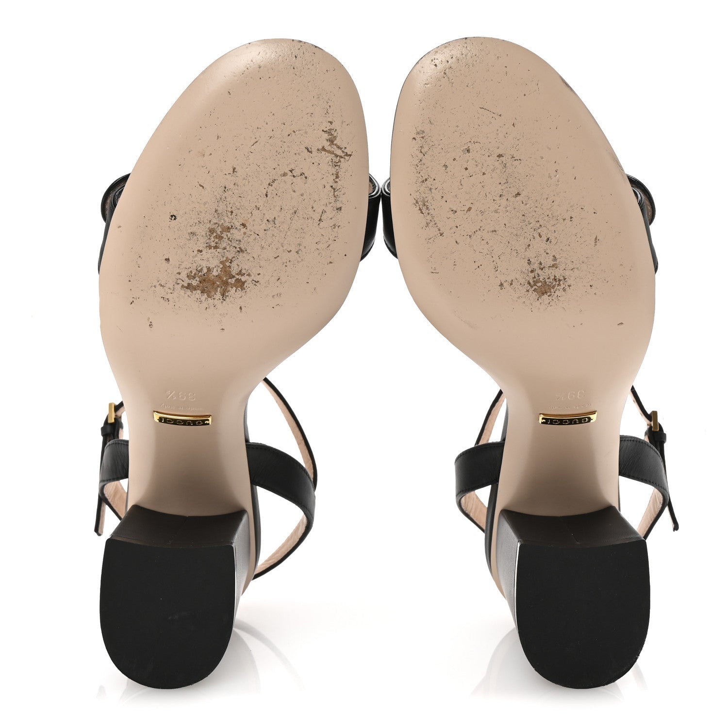 Lifford Calfskin GG Marmont Ankle Wrap 75mm Sandals 39.5 Black