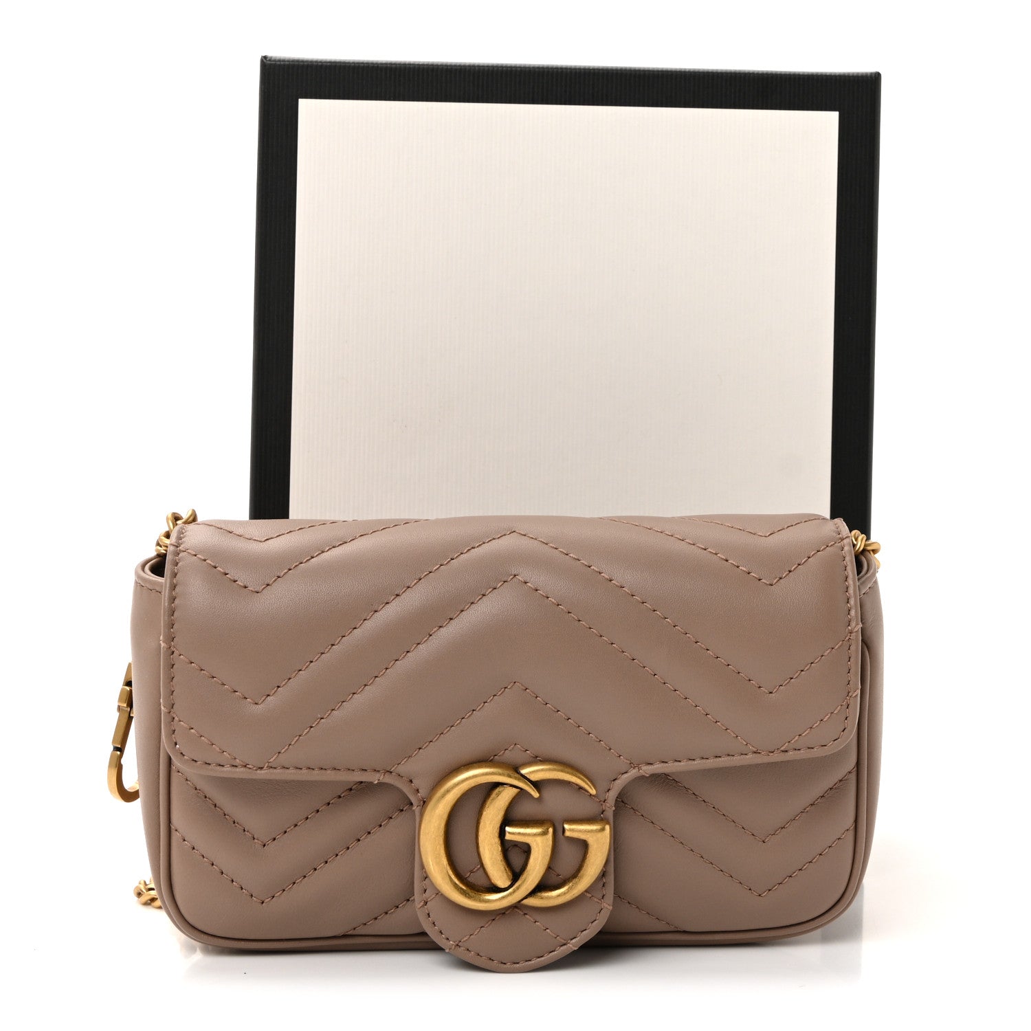 Calfskin Matelasse Super Mini GG Marmont Shoulder Bag Porcelain Rose