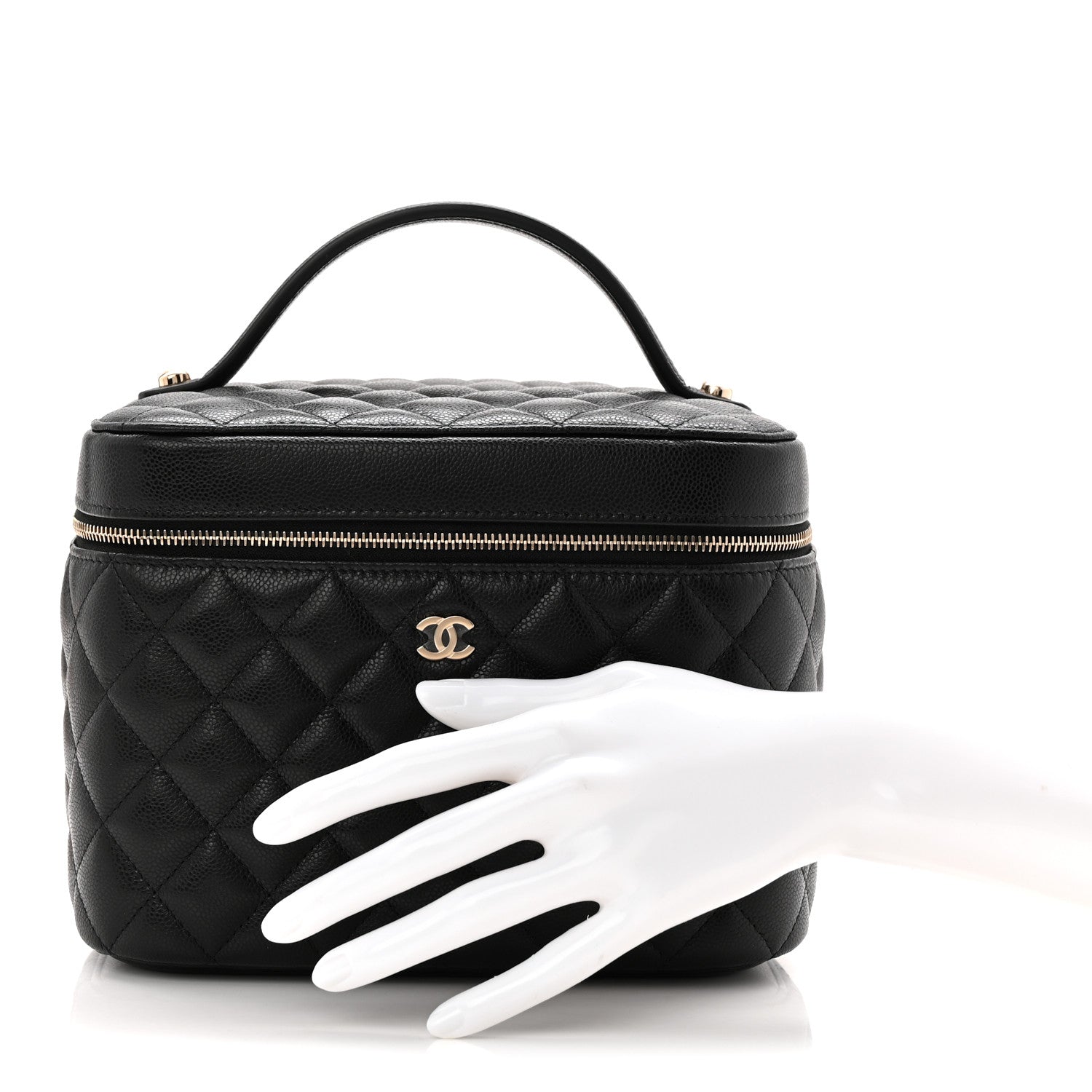 Caviar Quilted Large Vanity Pouch Black