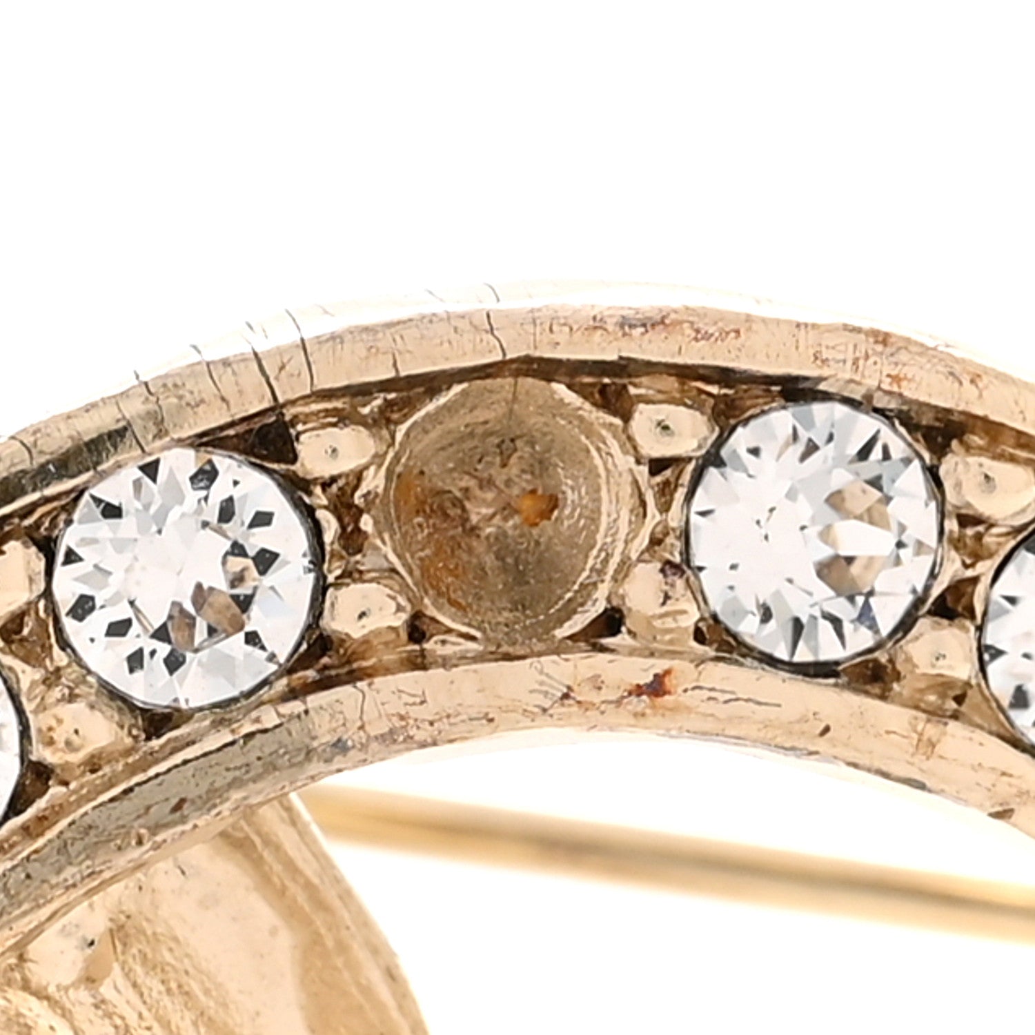 Textured Metal Crystal CC Brooch Light Gold