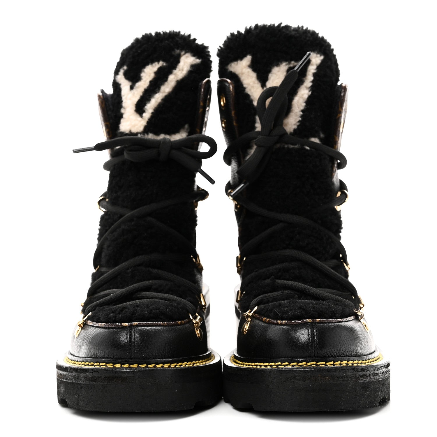 Grained Calfskin Shearling LV Beaubourg Ankle Boots 37.5 Black