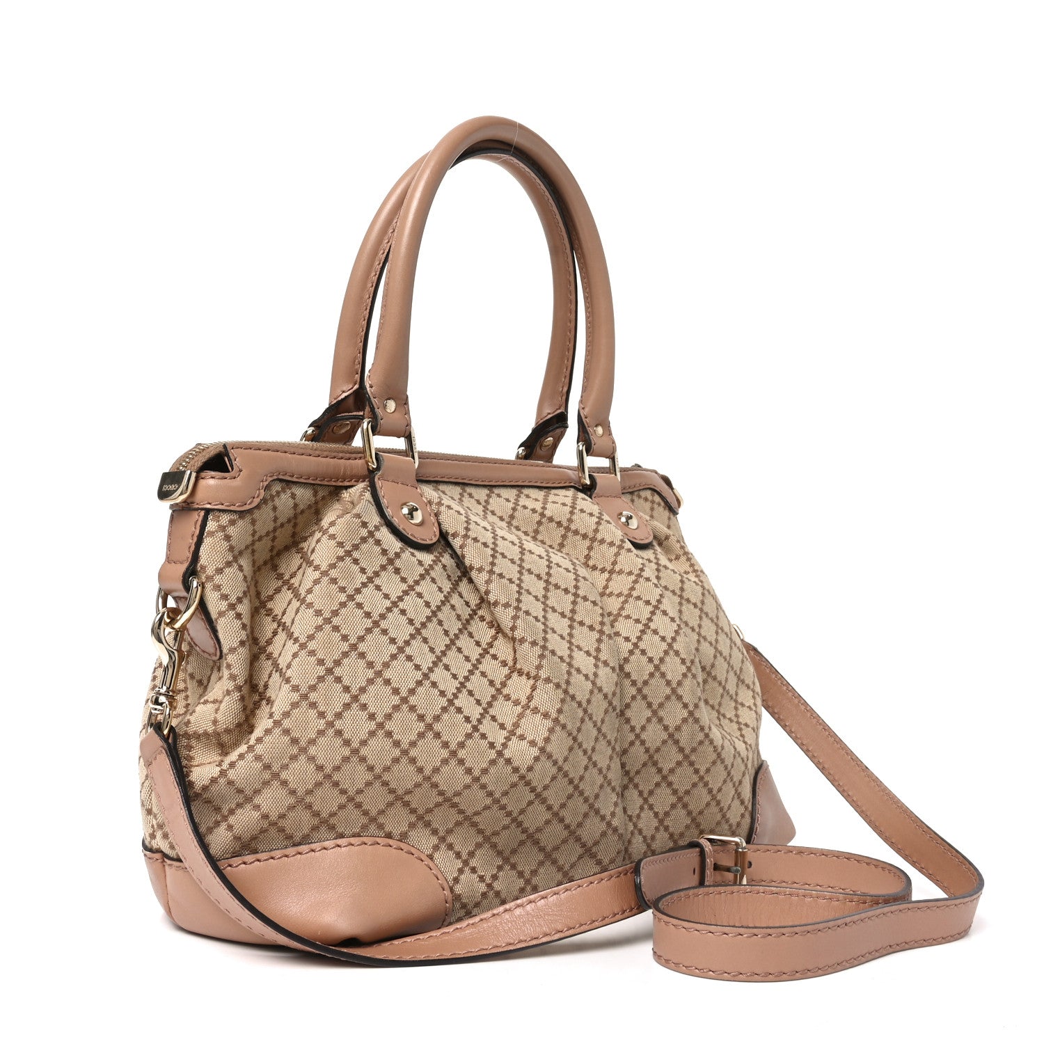 Diamante Medium Sukey Top Handle Bag Beige Pink