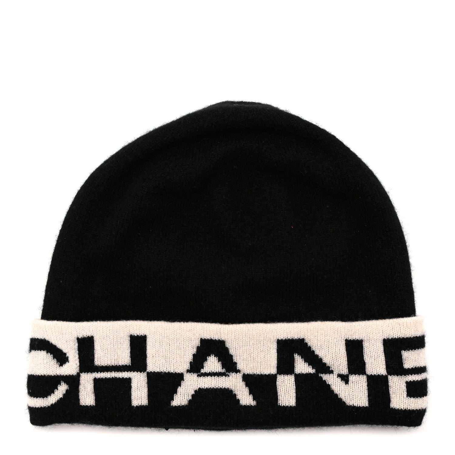 Cashmere Logo Beanie Hat Black White