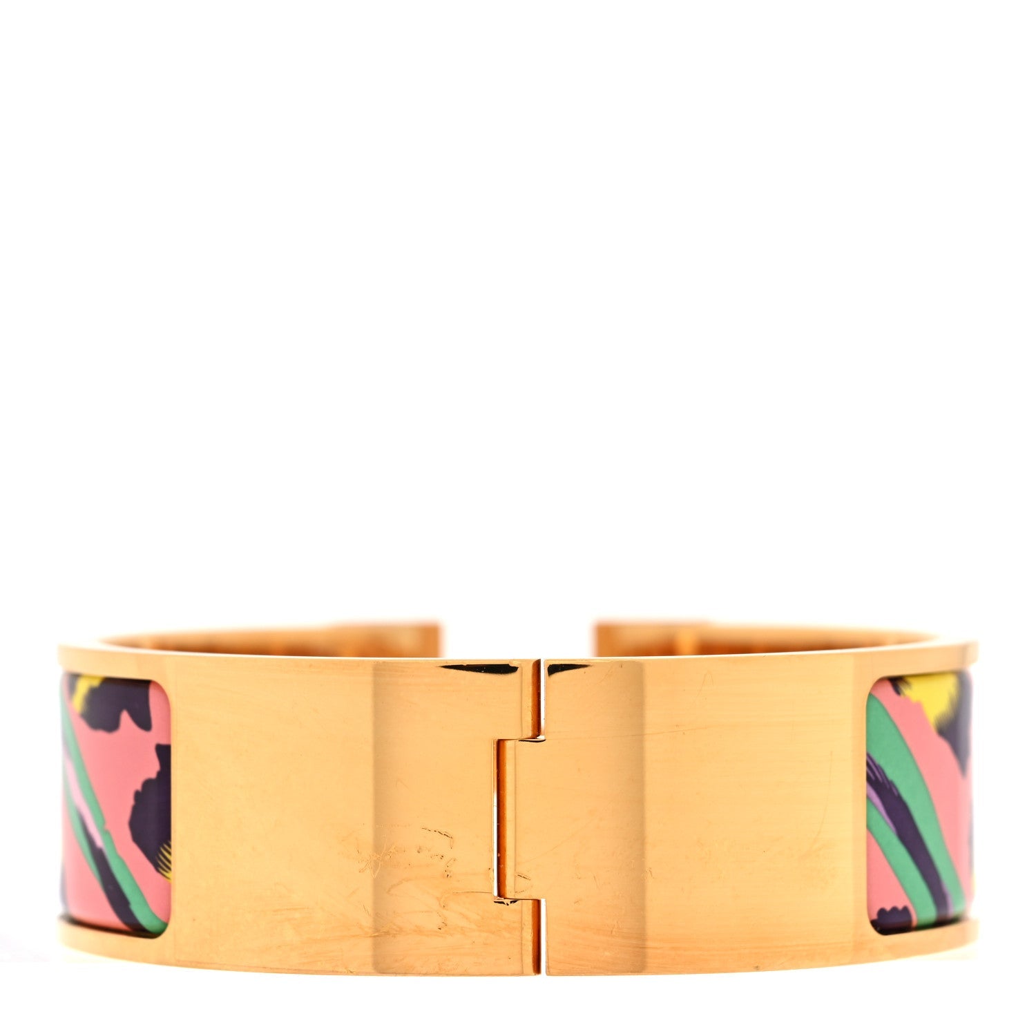 Enamel Printed Wide Le Chat Carre Click Clac H Bracelet PM Tropique