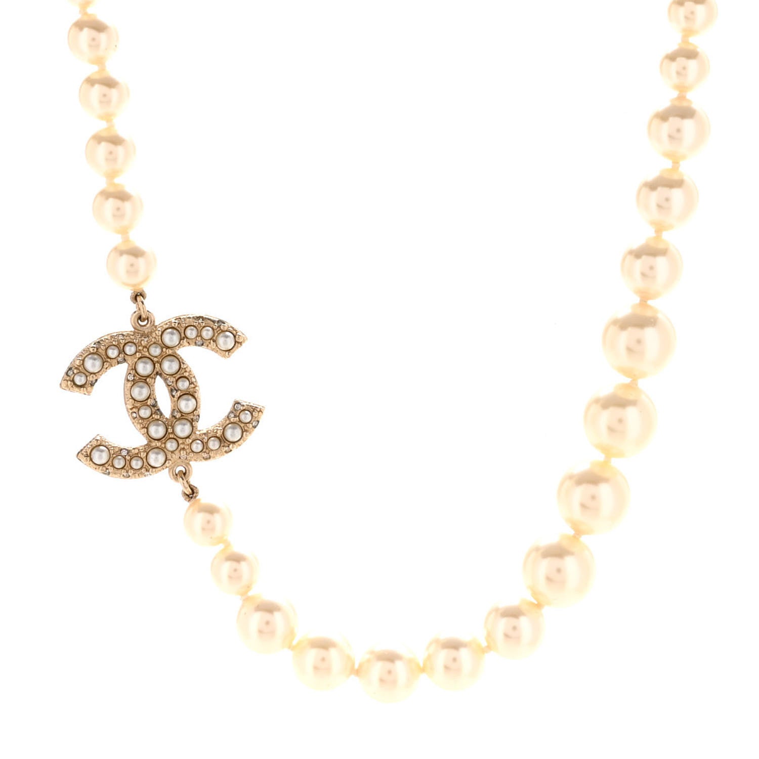 Pearl CC 100th Anniversary Necklace Light Gold