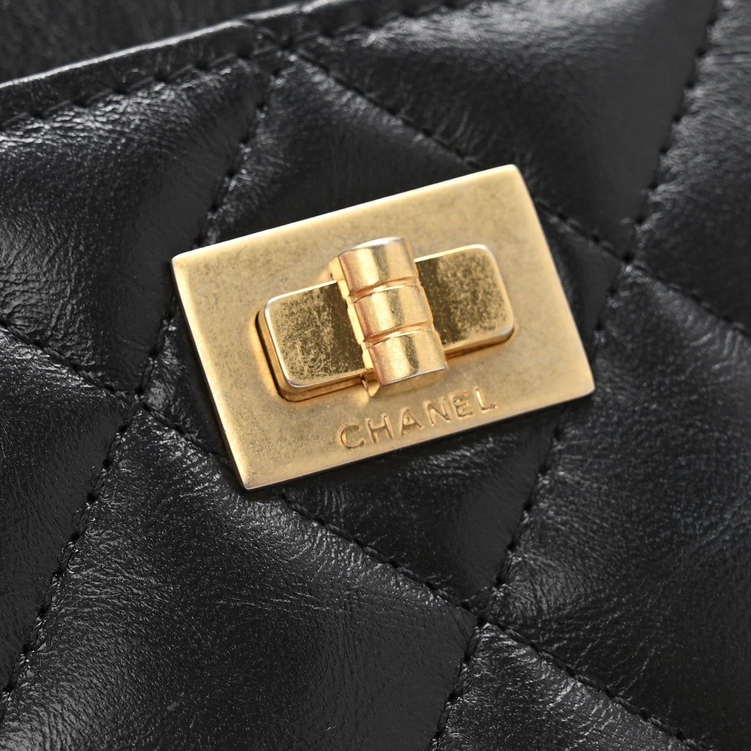 Aged Calfskin Quilted Reissue Card Holder Black