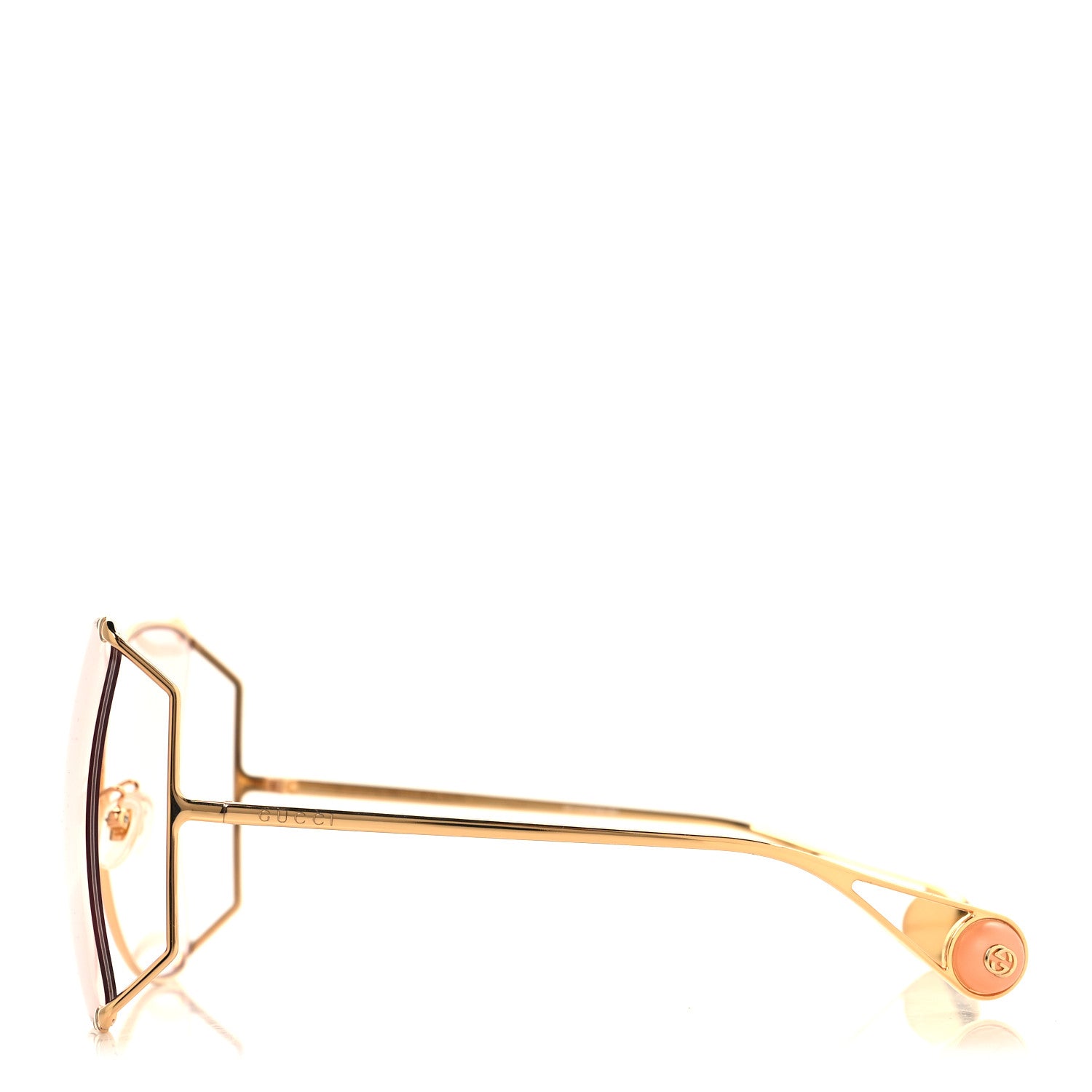 Metal Oversized Round Sunglasses GG0252S Gold Pink