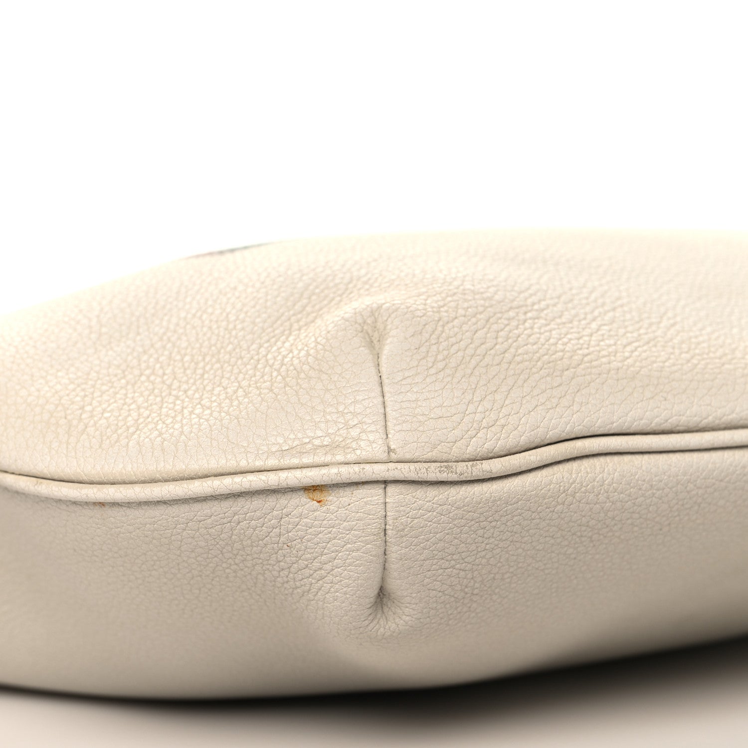 Grained Calfskin Logo Half Moon Hobo White