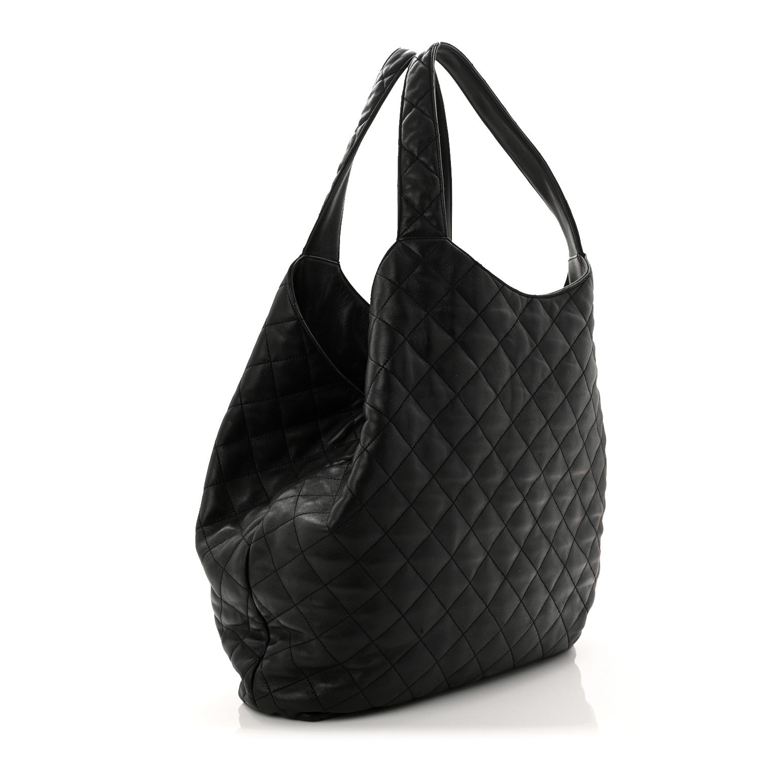 Lambskin Quilted Maxi Icare Shopping Tote Black