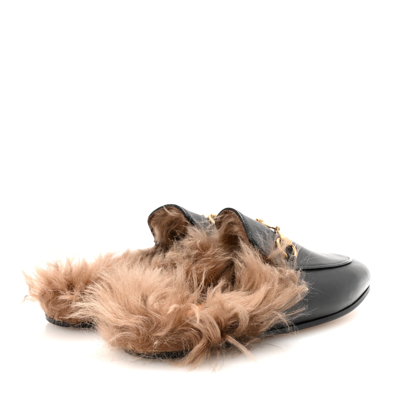 Calfskin Fur Womens Princetown Slippers 36 Black